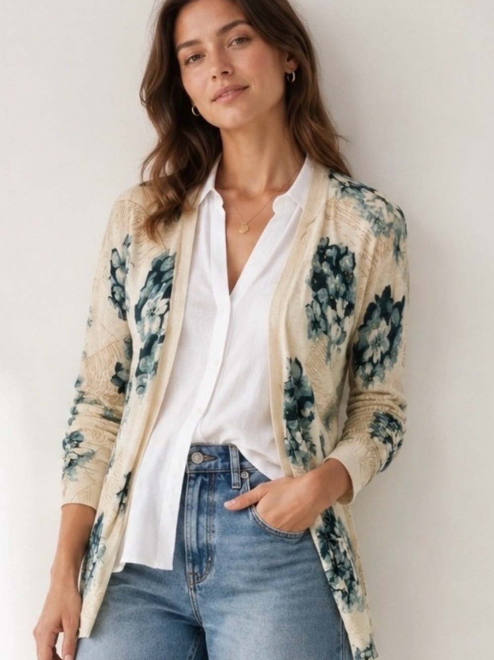 Anthropologie Guinevere Dwarf Quince Floral Cardigan Size M